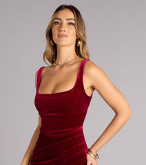 Laylin Velvet Lace-Up Midi Formal Dress