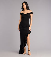 Mandy Mesh Off-The-Shoulder Formal Dress