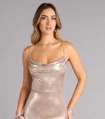 Alita Metallic Floral Rhinestone Formal Dress