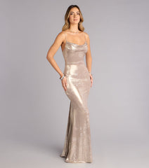 Alita Metallic Floral Rhinestone Formal Dress