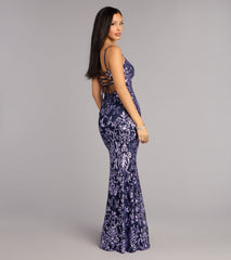 Rylee Sequin Lace-Up Formal Dress