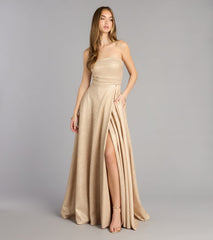 Klaudia Glitter A-Line Slit Formal Dress