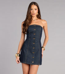 Denim Days Button Front Mini Dress