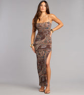 Sultry Vibe Paisley Print Bodycon Maxi Dress