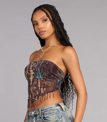 Late Night Plans Abstract Crop Top