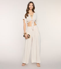 Soft Breeze Tie-Front Crop Top