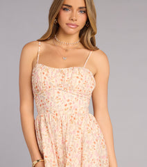 Sweet Daydream Floral Print Skater Romper