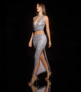 Cue The Sparkle Rhinestone Fishnet Maxi Skirt