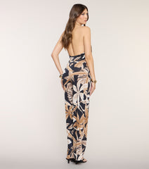 Palm Escape Halter Wide Leg Jumpsuit