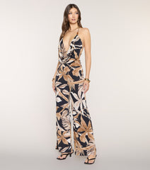 Palm Escape Halter Wide Leg Jumpsuit