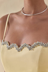 Story | Lemon Scalloped Sweetheart-Neck Maxi Dress With Embellished-Detailing