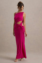 Storm | Hot Pink Asymmetric Maxi Dress With Cut-Out Details
