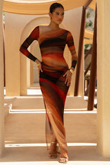 Barzilio | Ombre Long-Sleeve Bodycon Maxi Dress