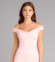 Emmalyn Mesh Off-The-Shoulder Formal Dress