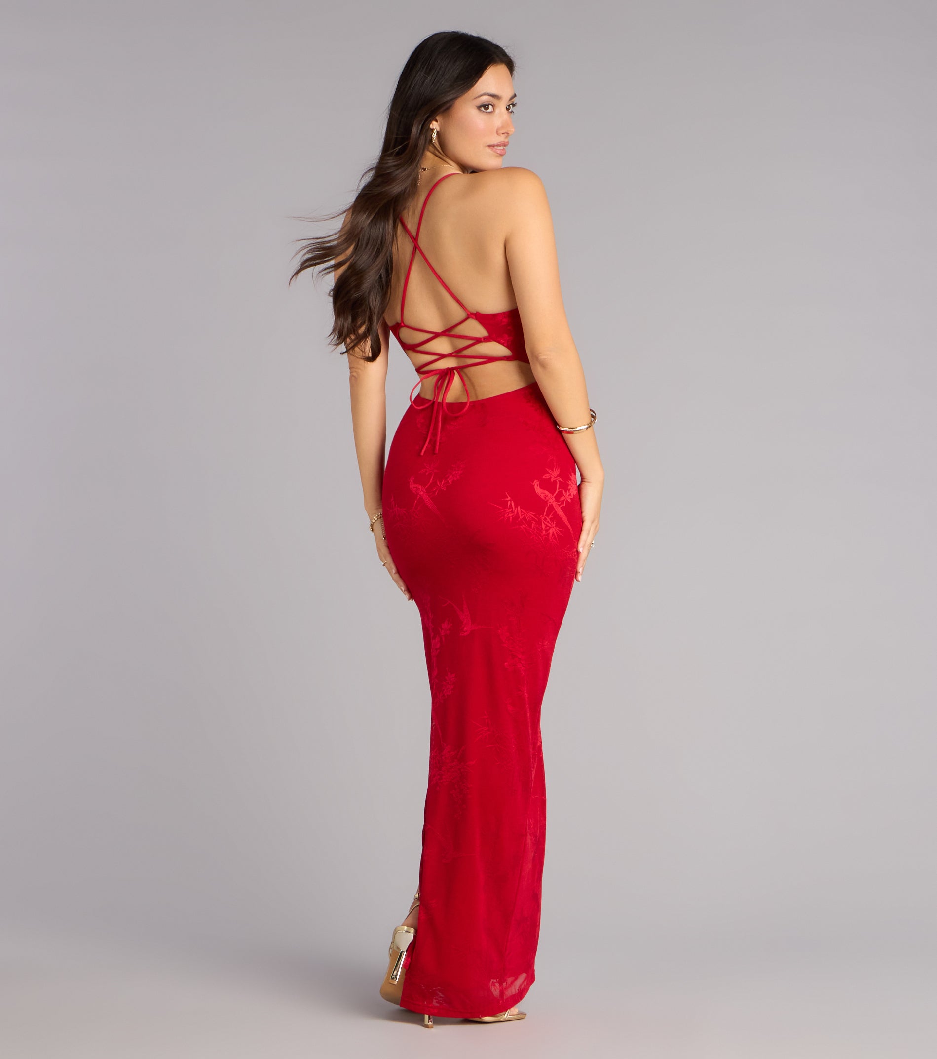 Braelyn Lace Slit Formal Dress