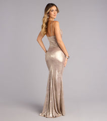 Alita Metallic Floral Rhinestone Formal Dress