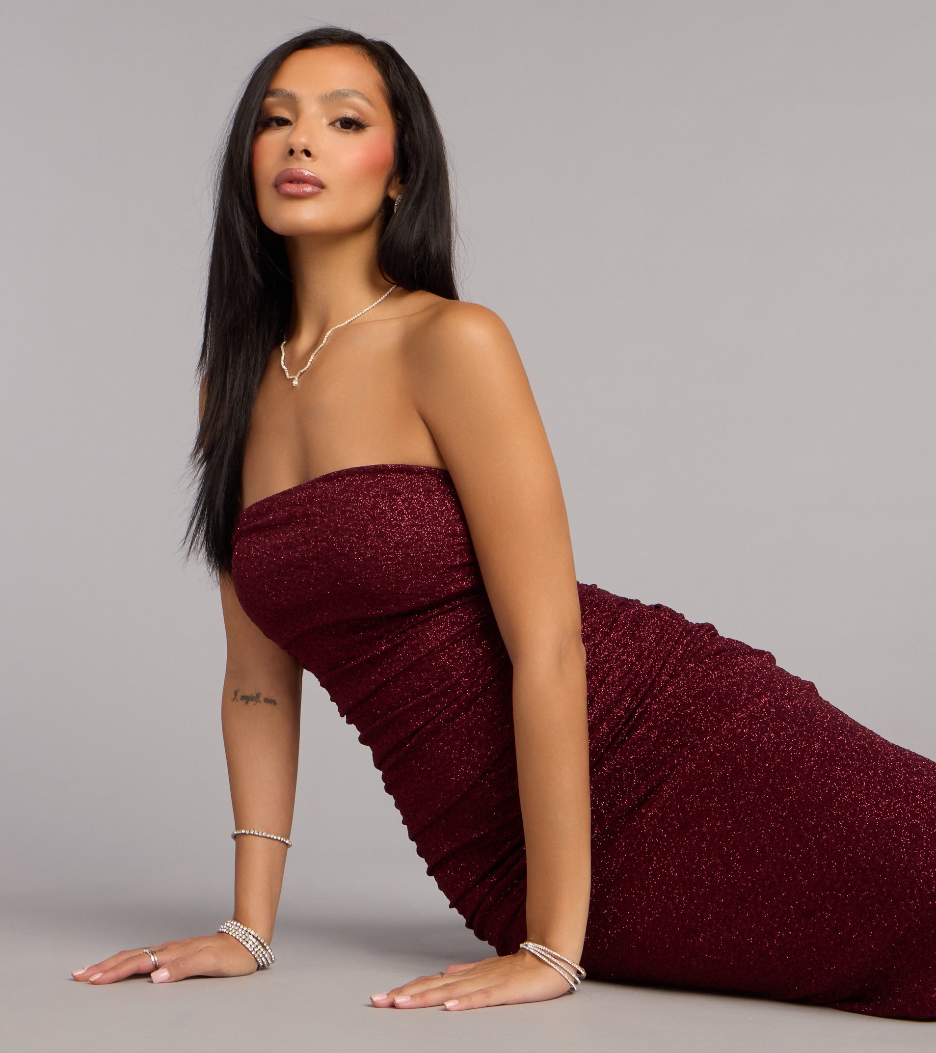 Darcy Glitter Strapless Mermaid Formal Dress
