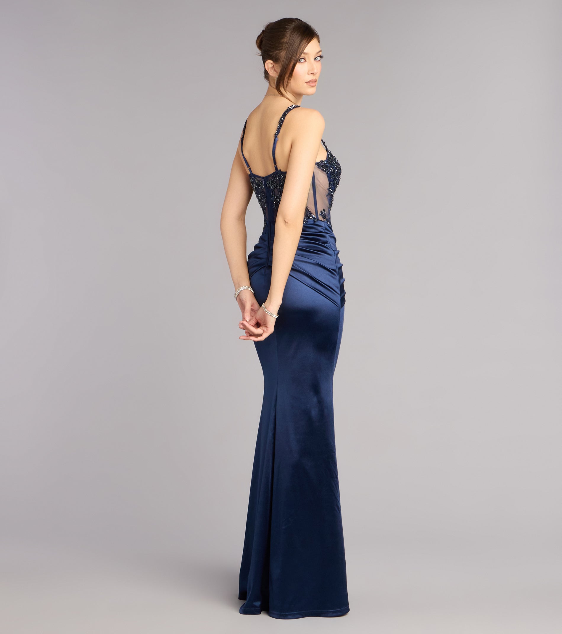 Tiffany Satin Beaded Corset Formal Dress