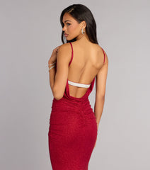 Amelie Ruched Glitter Knit Mermaid Dress
