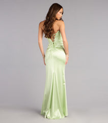 Delilah Satin Corset Slit Formal Dress