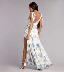 Lizzie Floral Satin A-Line Formal Dress
