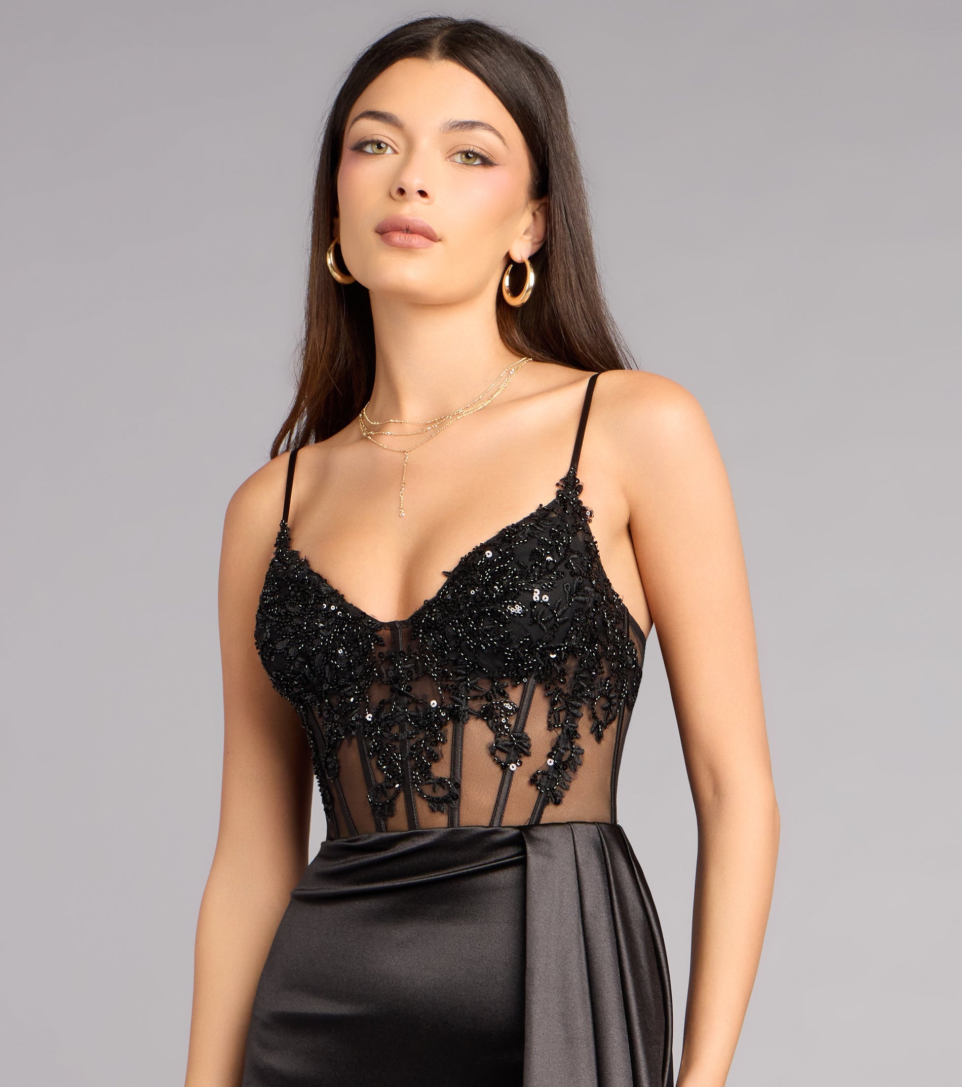 Violet Satin Corset Sash Formal Dress