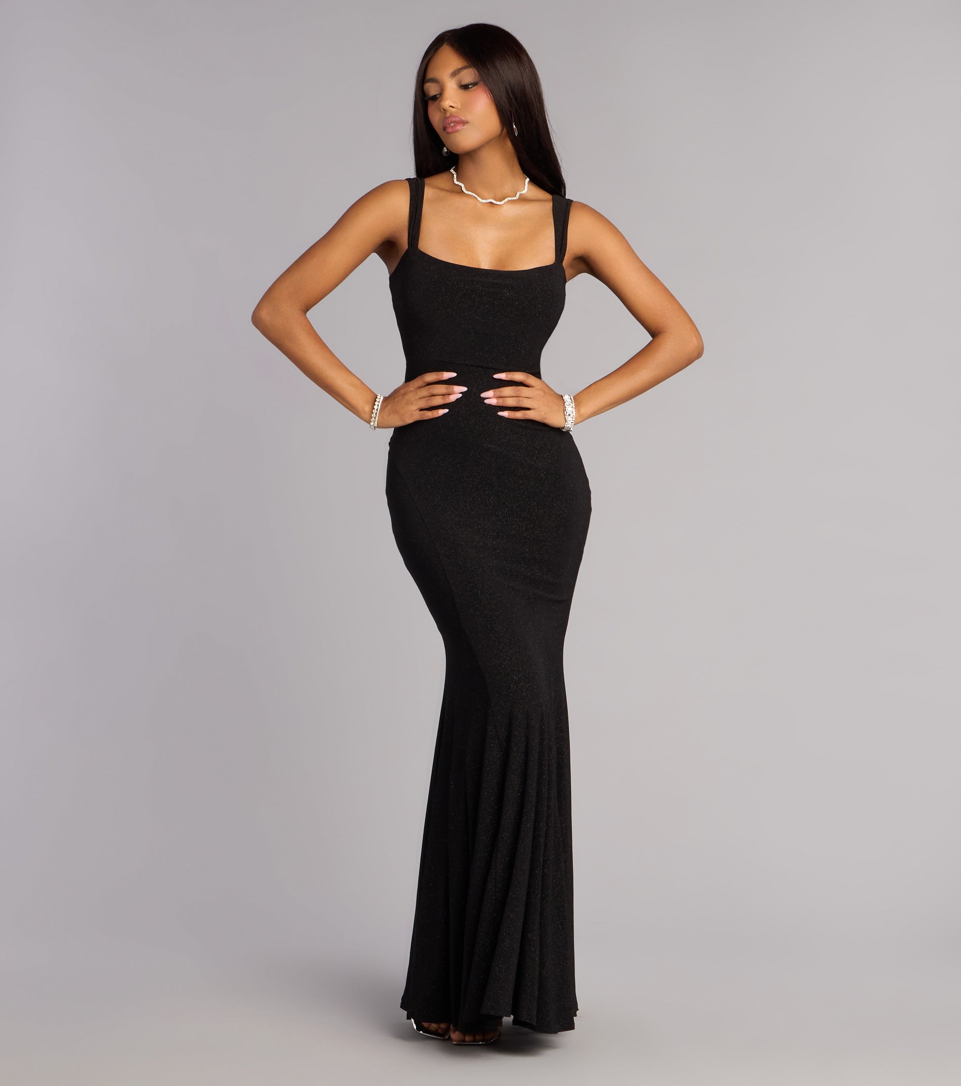 Sheila Glitter Lace-Up Formal Dress