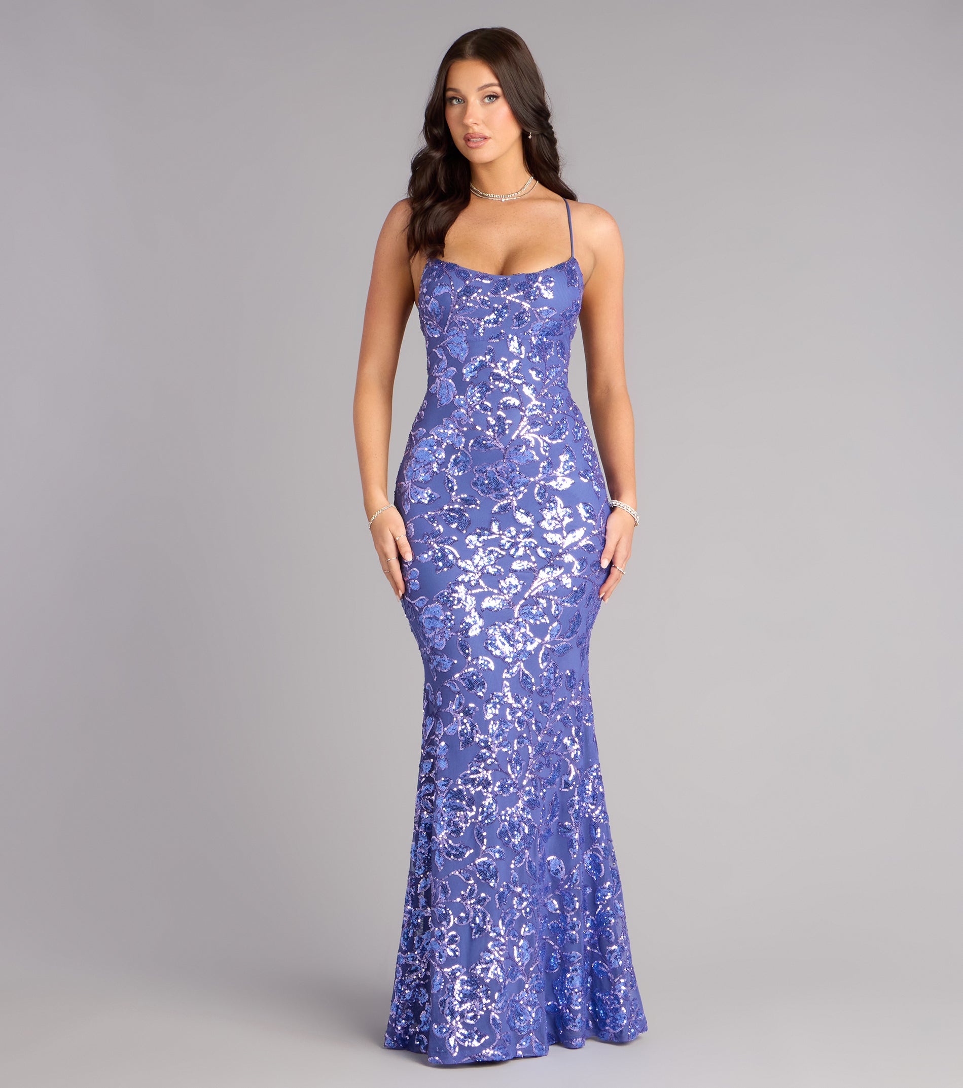 Betty Sequin Strappy Mermaid Formal Dress
