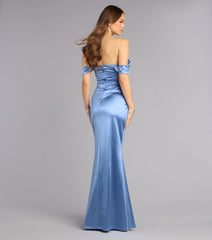 Melodie Satin Off-Shoulder Formal Dress