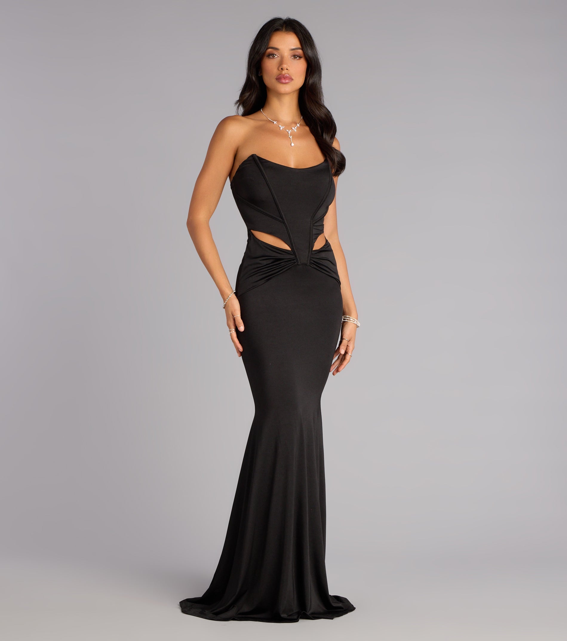 Gina Satin Corset Mermaid Formal Dress