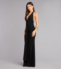 Laney Plunging Halter Mermaid Dress