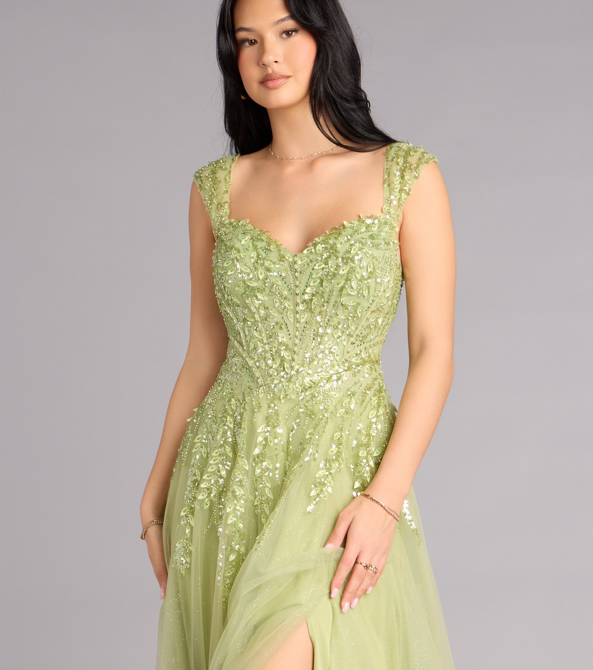 Ashley Applique Lace-Up Tulle Ball Gown