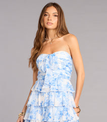 Weekend Vibe Floral Chiffon Ruffle Skater Dress