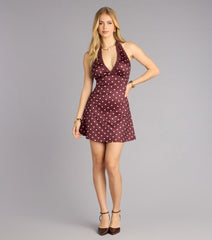Sweet With A Twist Polka Dot Halter Mini Dress