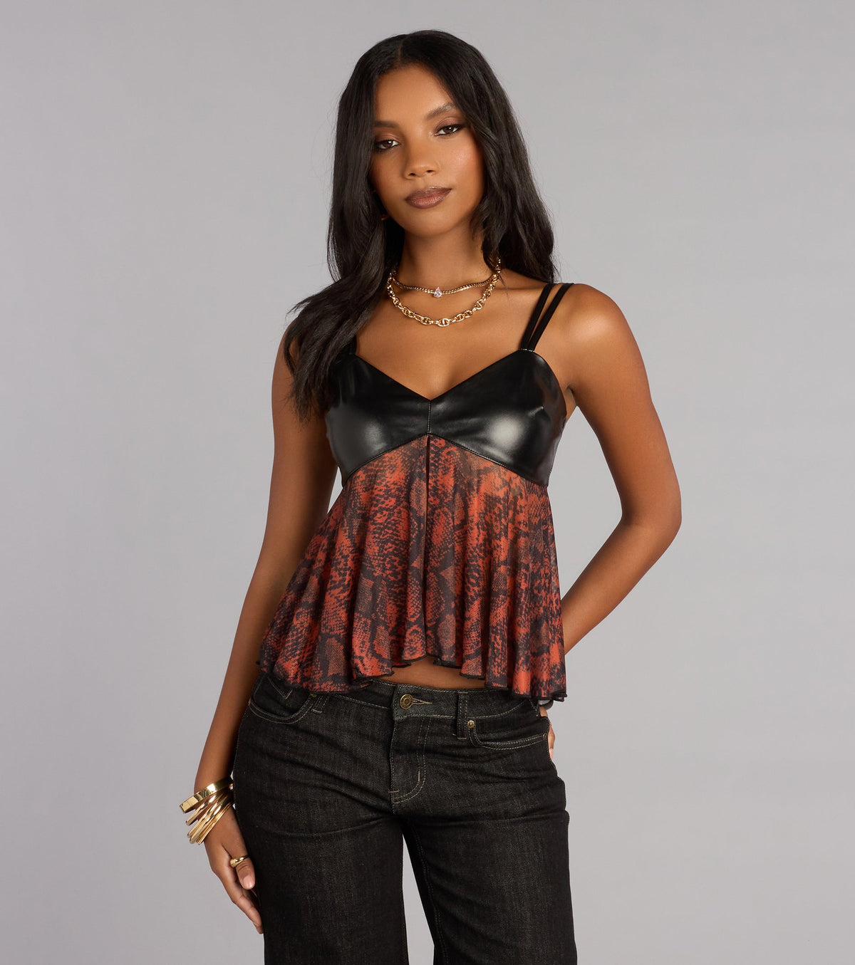 Wild Card Flyaway Animal Print Top
