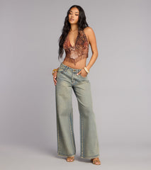 Untamed Nights Beaded Halter Top