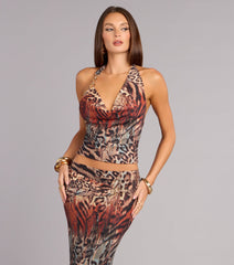 Untamed Vibes Animal Print Halter Top