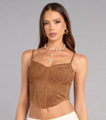 Desert Flirt Faux Suede Corset Top