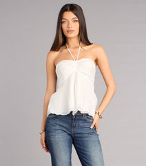 Effortless Charm Babydoll Halter Top