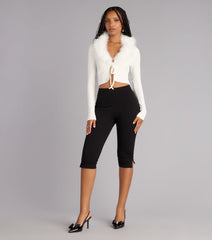 Soft Little Drama Removable Faux Fur Cardigan