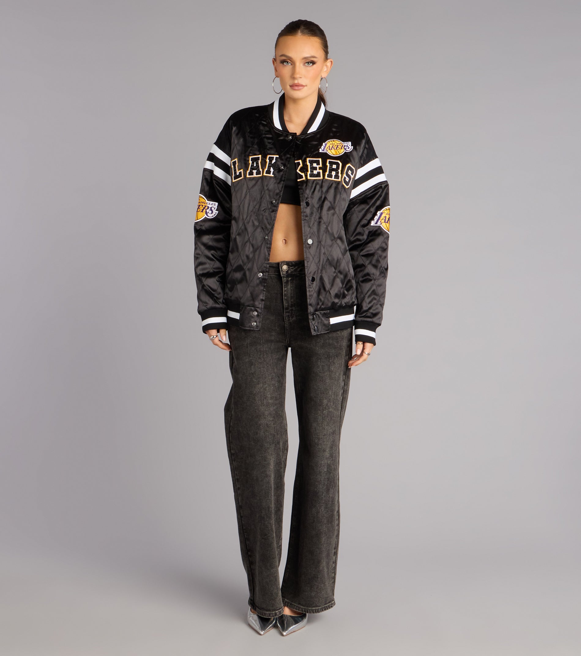 Ultra Game NBA Lakers Quilted Bomber Jacket
