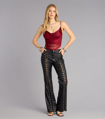 Hard To Ignore Lace Up Faux Leather Pants