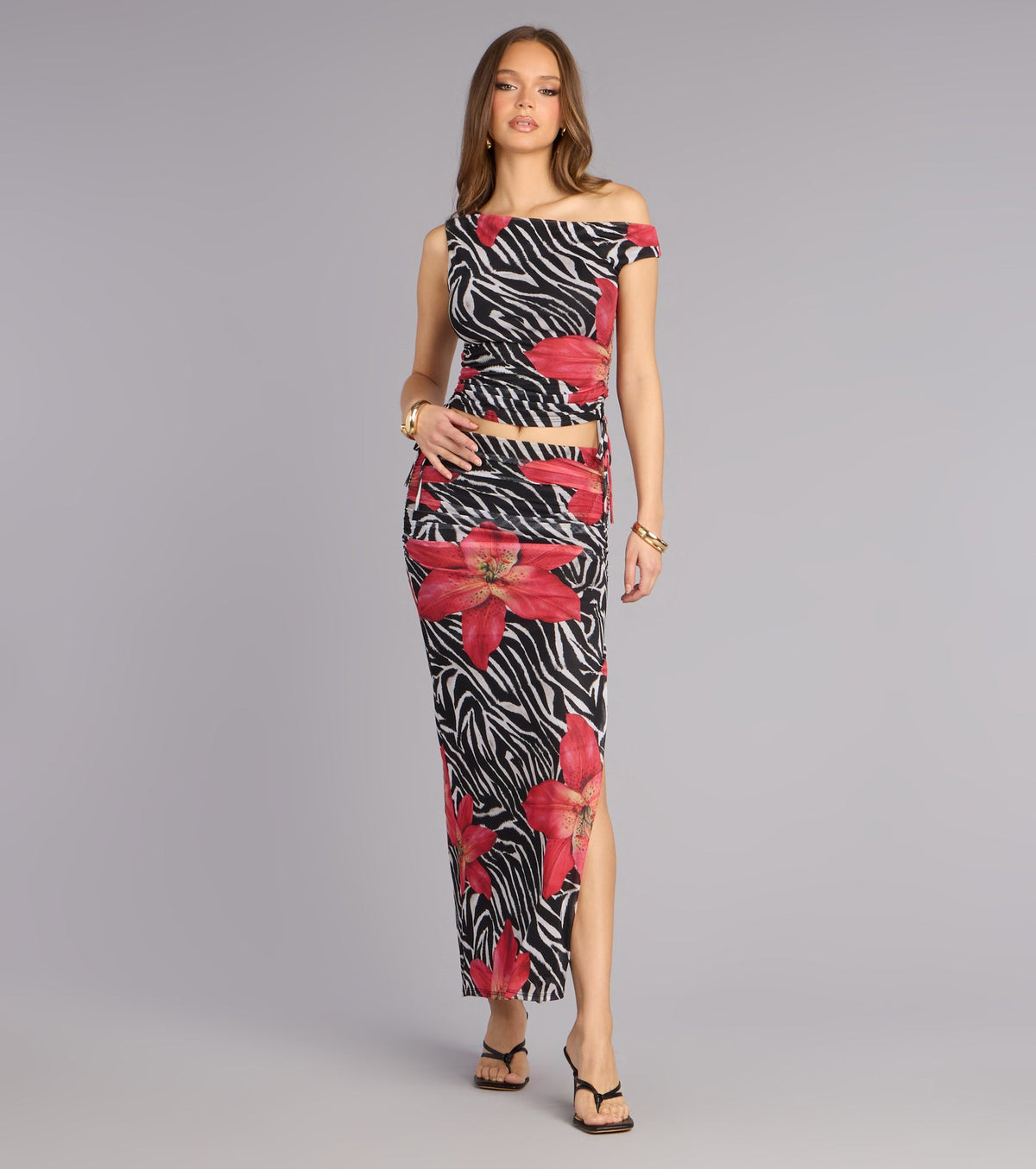 Wild Instinct Zebra Floral Skirt