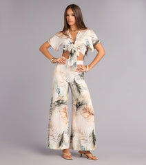 Getaway Mode Tropical Print Wide-Leg Pants