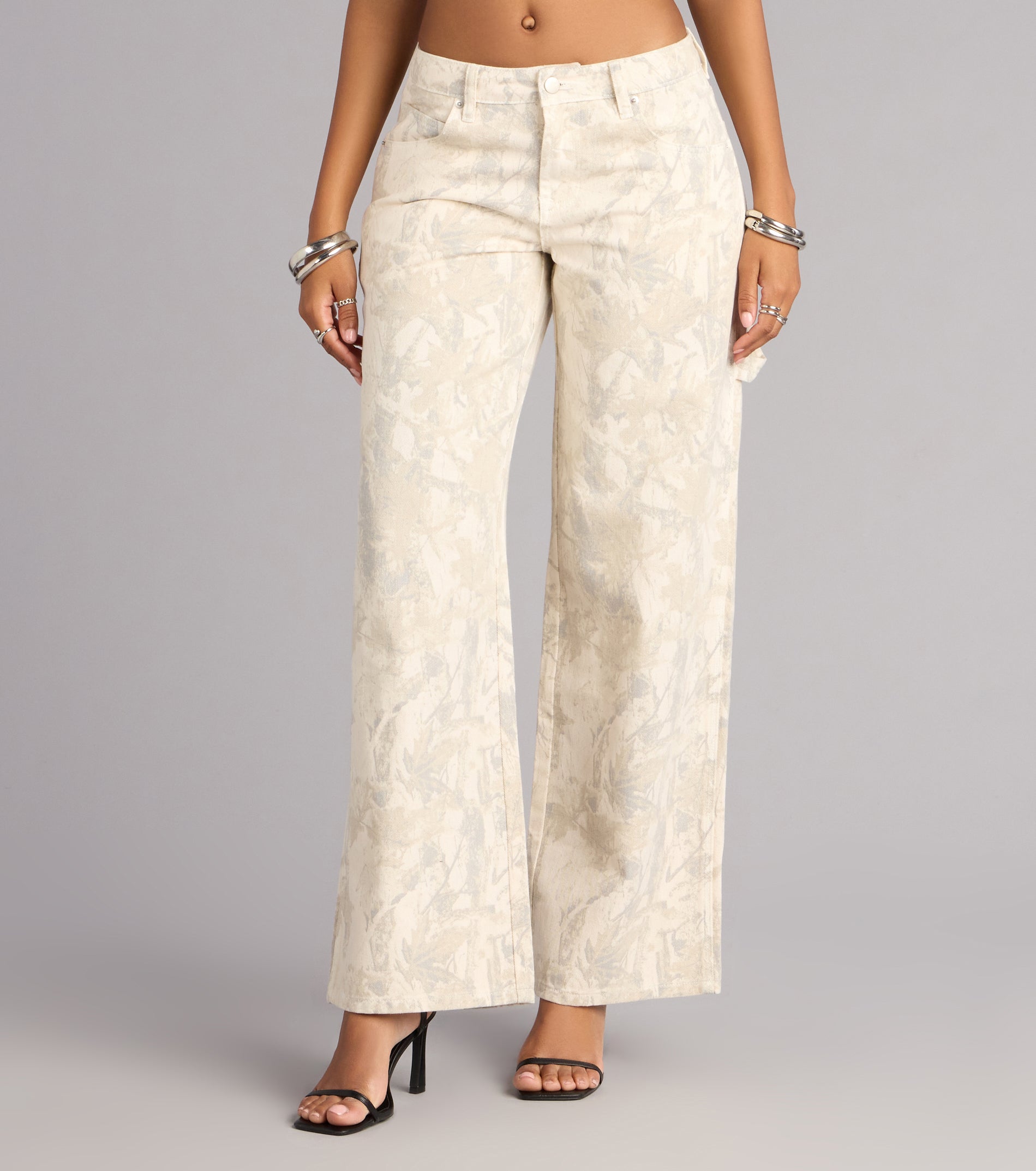 Off Duty Intent Camouflage Straight Leg Jeans
