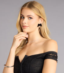 Sweet on You Velvet Bow Pearl Earrings
