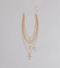 Stacked Shine Necklace And Earrings Set