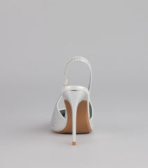 Glam Line Rhinestone Slingback Pumps