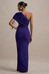 Trance | Blue Asymmetric Maxi Dress with Split